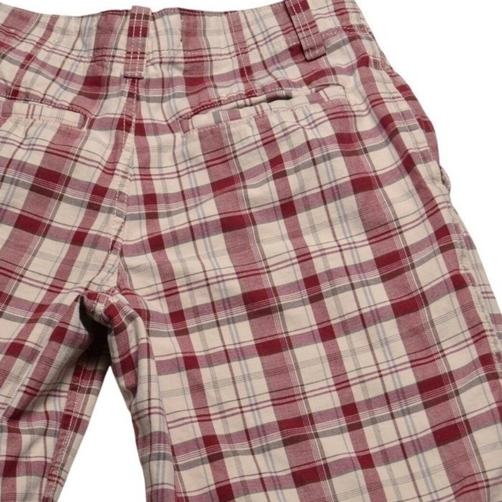 Aeropostale Plaid Shorts Mens 29 Red White Good Casual Cotton Flat Front Preppy